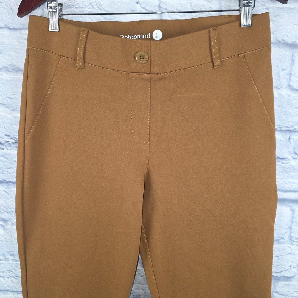 Betabrand Women Dress Pant Yoga Pants Camel‎ Brown Bootcut Stretch Sz Large Long